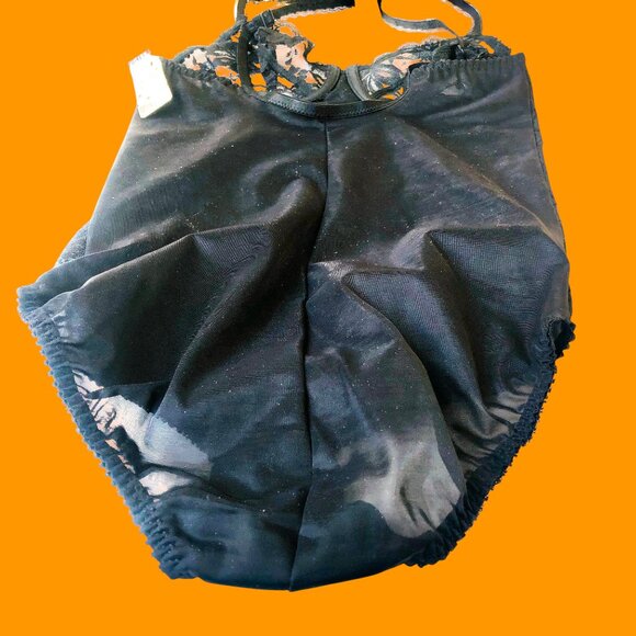 Vintage Dolores For Poirette Vtg 70's Black Lace Teddy Bodysuit ILGWU 34B NEW - Picture 6 of 16